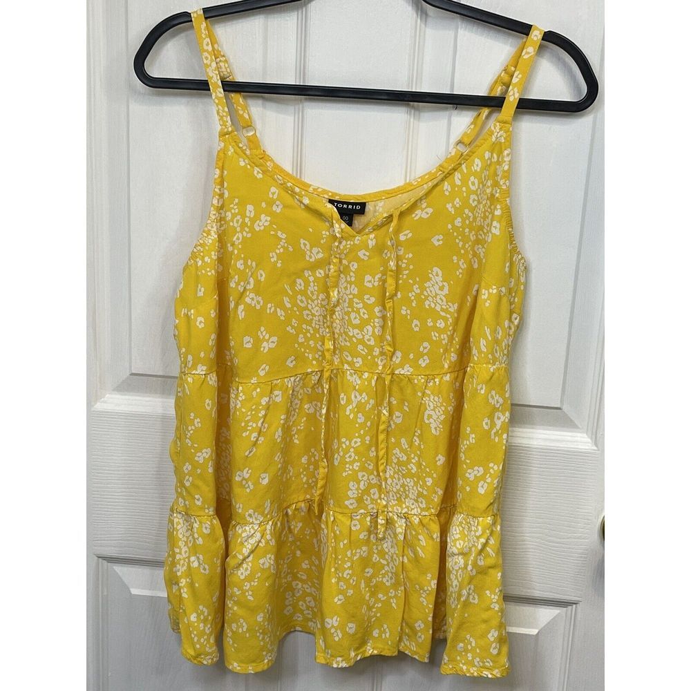 Torrid Women Yellow Floral Spaghetti Strap Tunic size 00‎